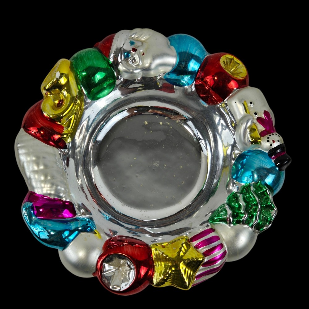 VTG Dept 56 Mercury Blown Glass Candy Dish Candle Holder Christmas Decor READ